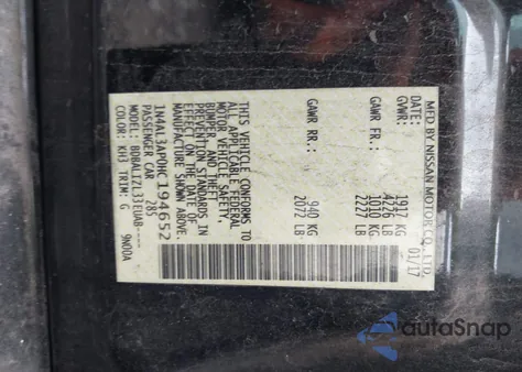 2017 Nissan Altima 2.5 Sv from USA, damaged, VIN 1N4AL3AP0HC194652